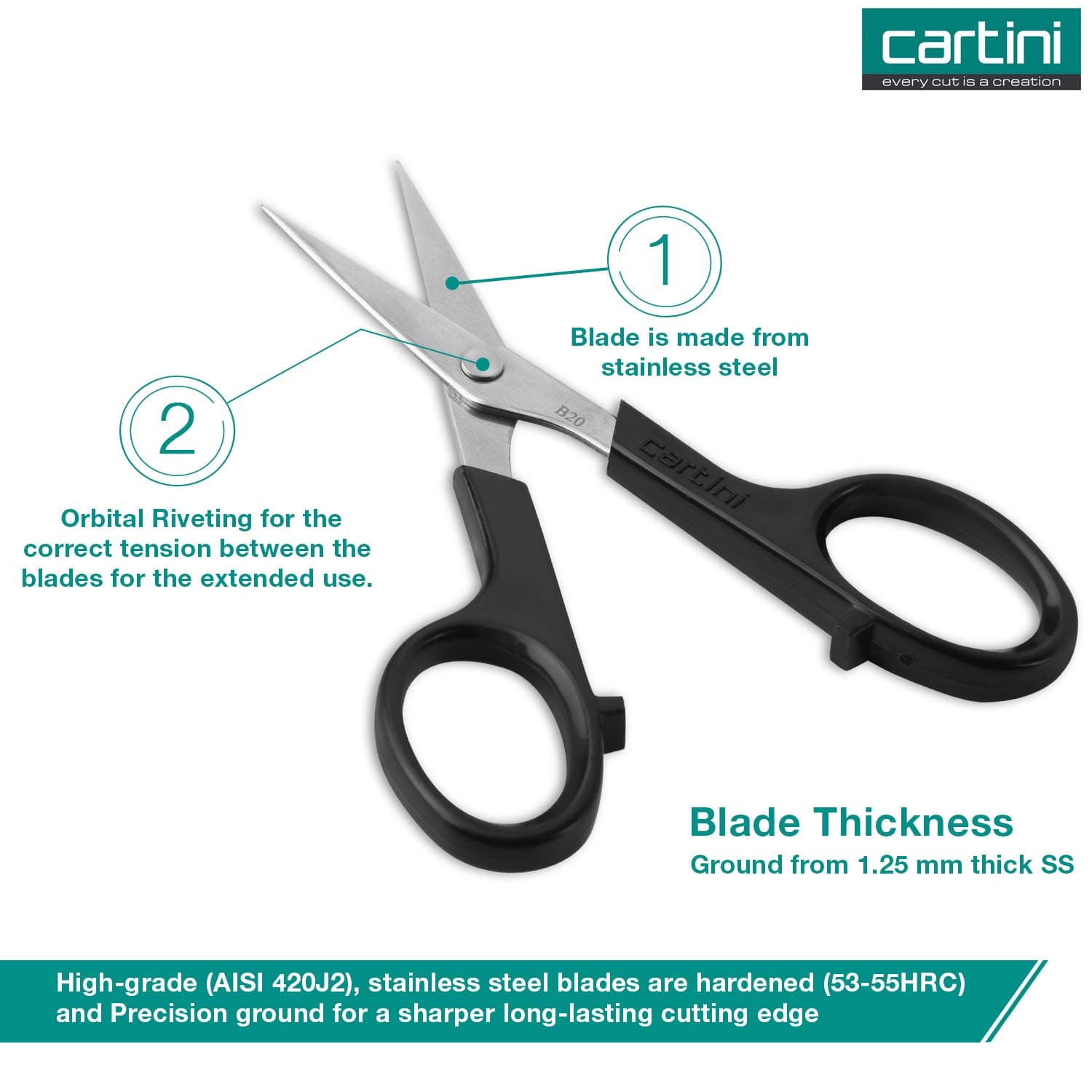 Godrej Cartini Personal Scissors, Silver;Black, 10.5 x 5.3 Centimeters